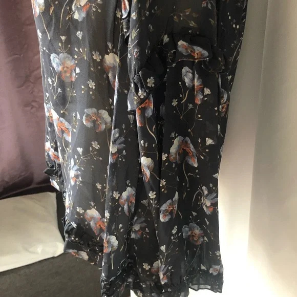 Ulla Johnson NWT Raine Blouse  Dark Floral 100% Silk Georgette Sheer Boho Top - Picture 7 of 9